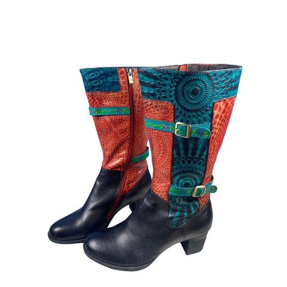 L'Artiste Spring Step Women's 9 EU40 Carpeverde Boots Black Red Multi New Rare - Picture 12 of 12